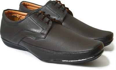 

Feetway Smooth Synthetic Leather Flat Lace up Formal Shoes for Men Lace Up For Men(Brown