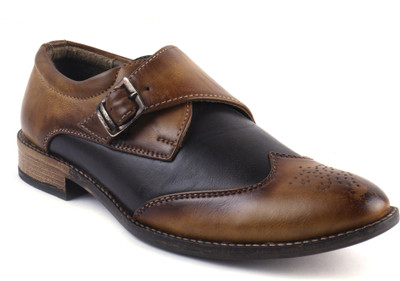

AORFEO Formal Office Monk Strap For Men(Brown