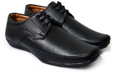 

Feetway Smooth Synthetic Leather Flat Lace up Formal Shoes for Men Lace Up For Men(Black