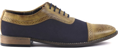 

AORFEO Leather crafted X Oxford For Men(Blue, Beige