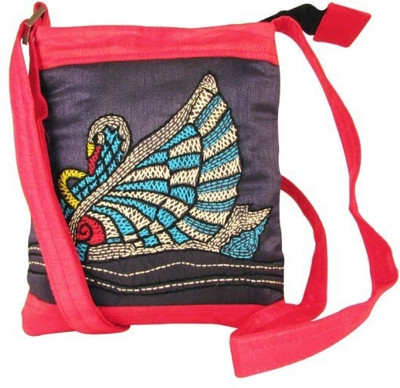 Indha Craft Women Casual Blue Polyester Sling Bag