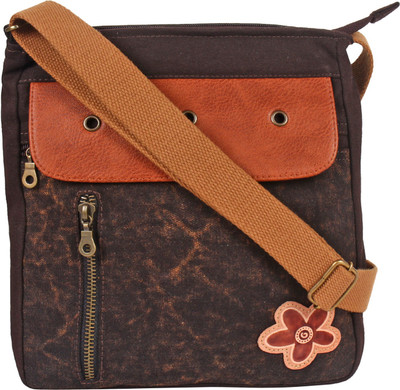 

Anekaant Women Casual Brown Canvas Shoulder Bag