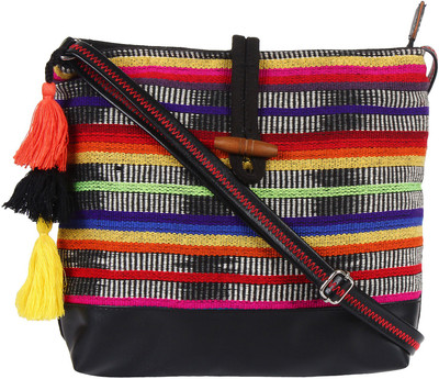 

Anekaant Women Casual, Evening/Party Multicolor Cotton, PU Shoulder Bag