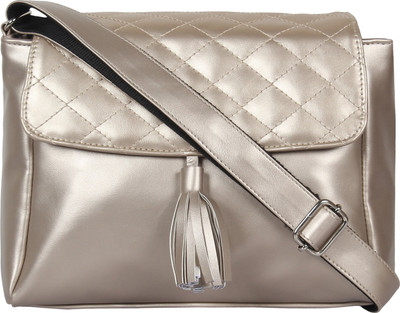 

Anekaant Women Casual Silver PU Sling Bag