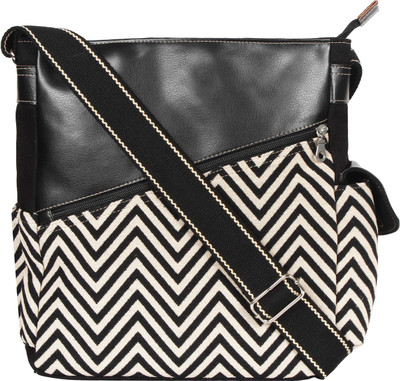 

Anekaant Women Casual Black, White Canvas Shoulder Bag