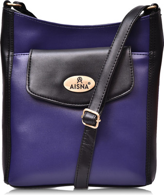

Aisna Women Casual Black, Blue Leatherette Sling Bag