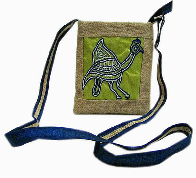 

Indha Craft Women Casual Beige, Green Polyester, Jute Sling Bag