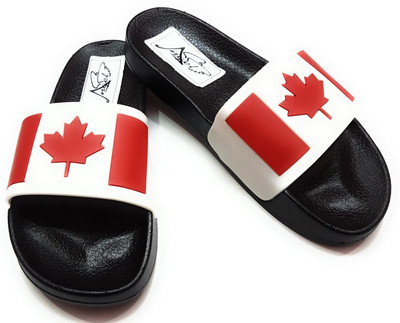 

Angel Fashion Angel Fashion CandaFlag Slipper for Men Slides, White