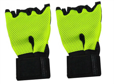 

Shrih Leather Netted Gym & Fitness Gloves with Wrist Support Gym & Fitness Gloves (Free Size, Green), Green and black