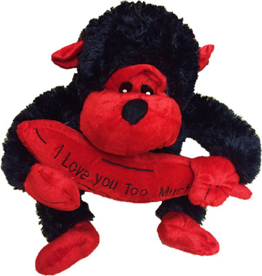 

CREATIVEVILLA CUTE VALENTINE BLACK I LOVE YOU BANANA MONKEY STUFFED PLUSH SOFT TOY - 35 cm(Black)