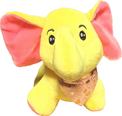 

CREATIVEVILLA CUTE YELLOW ELEPHANT STUFFED PLUSH SOFT TOY - 22 cm(Black)