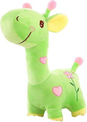 

CREATIVEVILLA CUTE FLOWER PRINTED GREEN GIRAFFE STUFFED PLUSH SOFT TOY - 23 cm(Black)