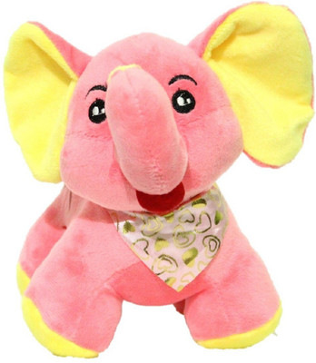 

CREATIVEVILLA CUTE PINK ELEPHANT STUFFED PLUSH SOFT TOY - 22 cm(Black)