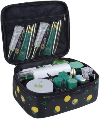 

House of Quirk Portable Toiletry Make up Bag Waterproof with Collapsible Compartments (Black Lemon) Travel Toiletry Kit(Black)