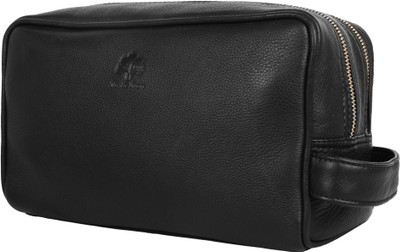 

Rustic Town Genuine Leather Travel Toiletry Bag - Dopp Kit Organizer Shaving and Grooming Kit for Travel - Gift for Men Women Travel Toiletry Kit(Black)