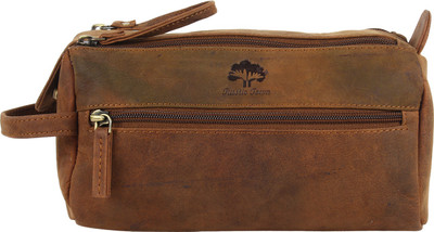 

Rustic Town Genuine Leather Travel Toiletry Bag - Dopp Kit Organizer Shaving And Grooming Kit For Travel - Gift For Men Women Travel Toiletry Kit(Brown)