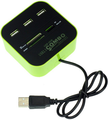 

FUZION All In One 3 Port Card Reader + USB Hub USB Adapter(Green)