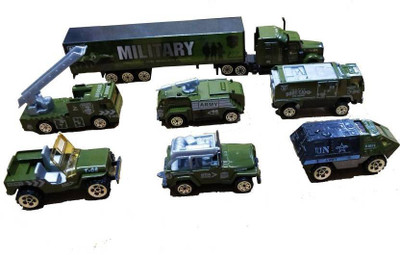 

Sanyal Mini Die Cast Metal 7 Pcs Army Military Vehicle Trucks Toys Play Set for Kids (Multicolored)(Multicolor)