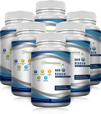 

Fitnesscure Hair Regrow 100% Natural & Herbal Supplement For Hair Loss, 60 Veg Capsules(750 g)