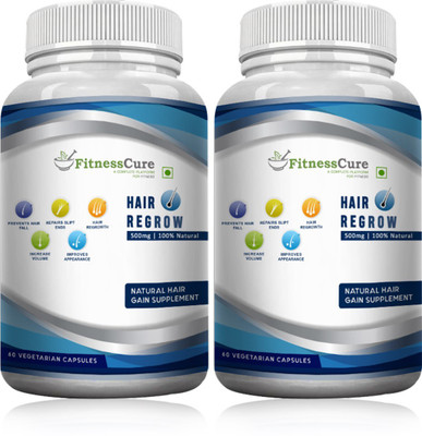 

Fitnesscure Hair Regrow 100% Natural & Herbal Supplement For Hair Loss, 60 Veg Capsules(250 g)