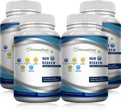 

Fitnesscure Hair Regrow 100% Natural & Herbal Supplement For Hair Loss, 60 Veg Capsules(500 g)