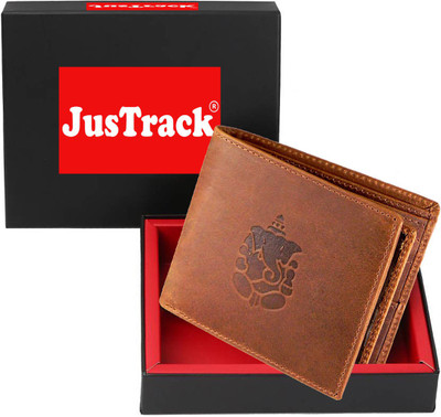 

JusTrack Men Casual Tan Genuine Leather Wallet(8 Card Slots), Brown