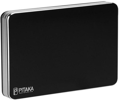 

Pitaka Men Black Aluminium Wallet(6 Card Slots), Shiny black - silver plain