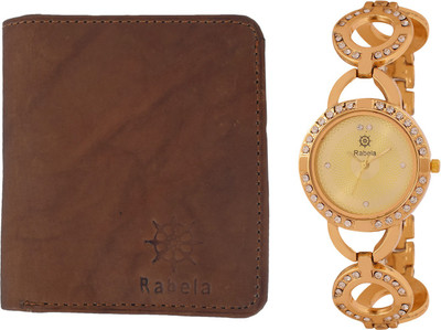 

Rabela Wallet, Analog Watch Combo(Brown, Gold)