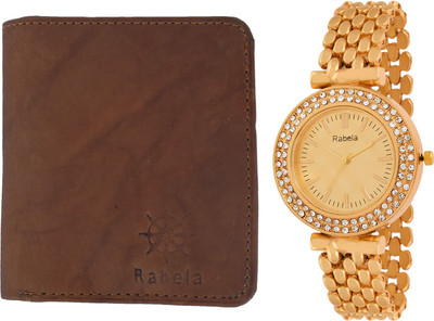 

Rabela Wallet, Analog Watch Combo(Brown, Gold)