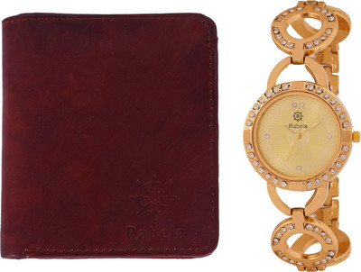

Rabela Wallet, Analog Watch Combo(Brown, Gold)