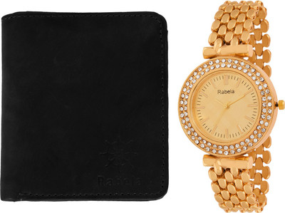 

Rabela Wallet, Analog Watch Combo(Black, Gold)