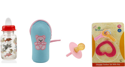 

Wahoo Crystal 125ml Feeding Bottle With Cute Bottle Cover & Teether(Multicolor)