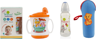 

Wahoo Teddy Sipper & Clear Feeding Bottle 250ml(Multicolor)