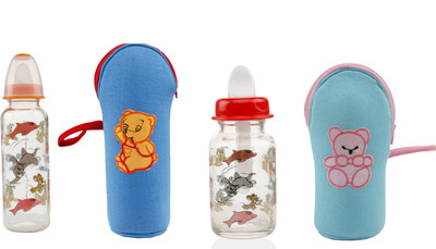 

Wahoo Crystal 125ml & 250ml Feeding Bottle Set With Bottle Cover(Multicolor)