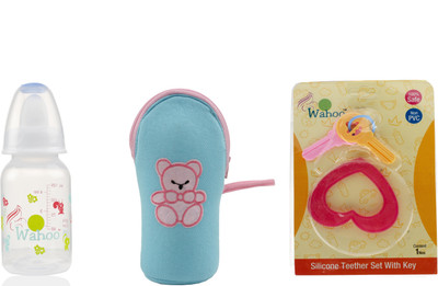 

Wahoo Royal 125ml Feeding Bottle With Cute Bottle Cover & Teether Cover(Multicolor)