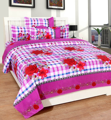 

MH DÉCOR 140 TC Polycotton Double Floral Bedsheet(Pack of 1, Multicolor)