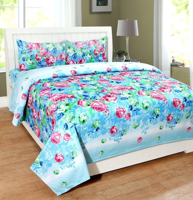 

Astra 140 TC Polycotton Double Floral Bedsheet(Pack of 1, Blue)