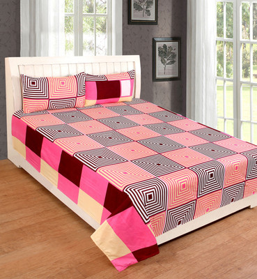 

Astra 140 TC Polycotton Double Printed Bedsheet(Pack of 1, Pink)