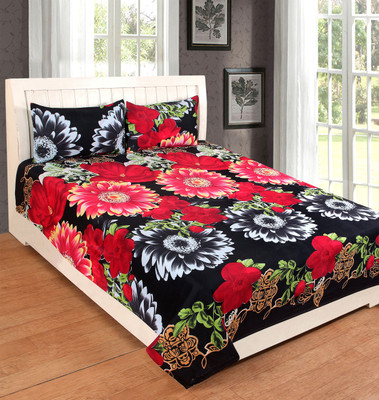 

Astra 140 TC Polycotton Double Floral Bedsheet(Pack of 1, Black)