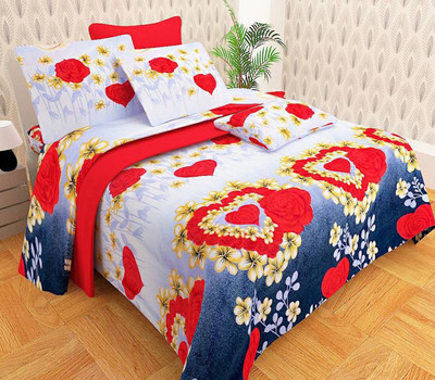 

Astra 140 TC Polycotton Double Printed Bedsheet(Pack of 1, Red)