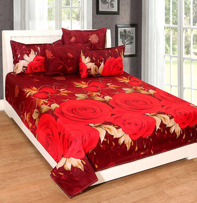 

Astra 140 TC Polycotton Double Floral Bedsheet(Pack of 1, Red)