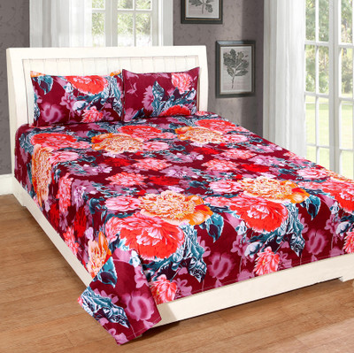 

Astra 140 TC Polycotton Double Floral Bedsheet(Pack of 1, Pink)