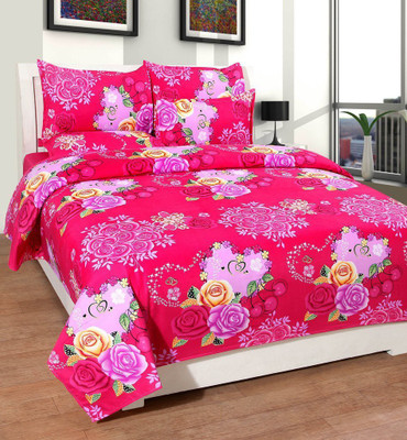 

Astra 140 TC Polycotton Double Floral Bedsheet(Pack of 1, Pink)
