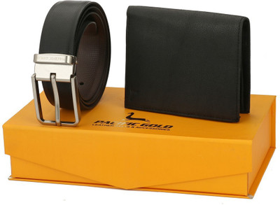 

Pacific Gold Men Formal Black Synthetic Reversible Belt