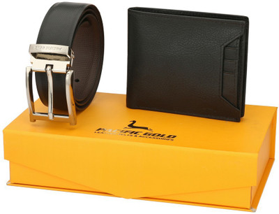 

Pacific Gold Men Formal Black Synthetic Reversible Belt