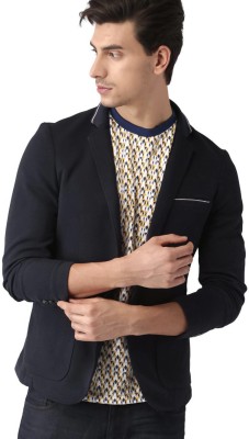 INVICTUS Solid Single Breasted Casual Men Blazer(Dark Blue)