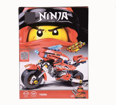 SANYAL Awesome Red Ninja Style Thunder Swordsman Building Blocks For Kids 209 Pcs Blocks Multicolored Multicolor SANYAL Blocks Building Sets