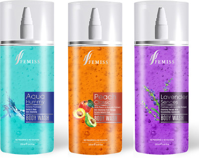 

Femiss Aqua, Peach & Lavender Body Wash(750 ml, Pack of 3)