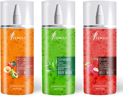 

Femiss Peach, Green Tea & Berry Body Wash(750 ml, Pack of 3)