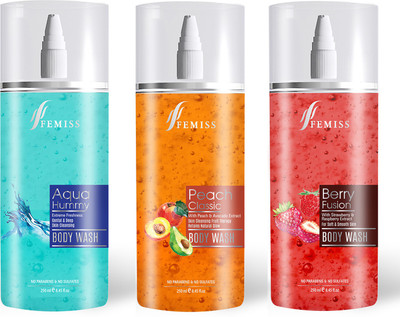 

Femiss Aqua, Peach & Berry Body Wash(750 ml, Pack of 3)